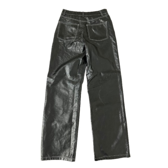 Forever 21 Glossy Crinkle Faux Leather Straight Leg Pants M - Picture 3 of 5
